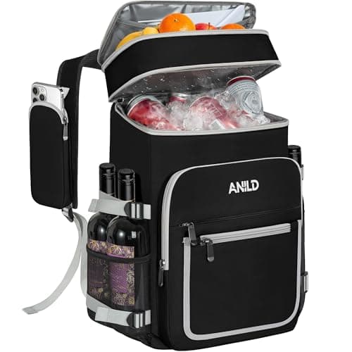 Insulated Backpack Bag 30L for Camping, Picnic, BBQ, Beach, Hiking, Black
