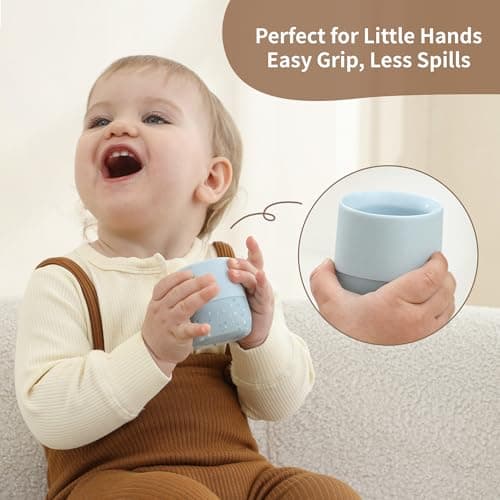 Moonkie Baby Cup | Silicone Open Cup Baby from 6 Months | Weighted Base (Anti-Tip) | BPA Free | Capacity Markings | 60ml (Ether) — view 5