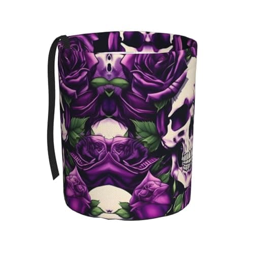 MDATT Many Purple Rose Skull Car Trash Can Leak-Proof Organizer For Long Road Trips And Family Vacations
