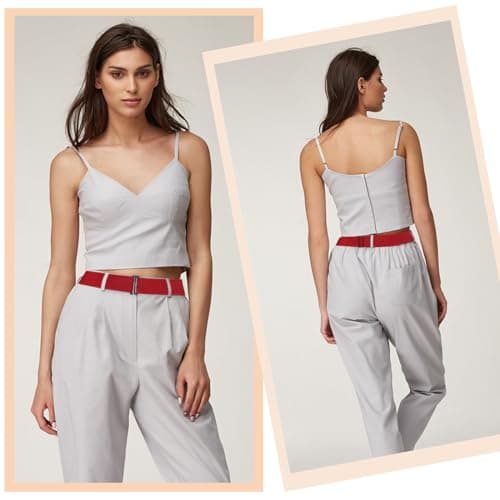 Cobee Women Invisible Belts, Women Stretch Belt Adjustable Elastic Belt with Flat Buckle No Show Waist Belts for Jeans Pants Dresses (Red) — view 6