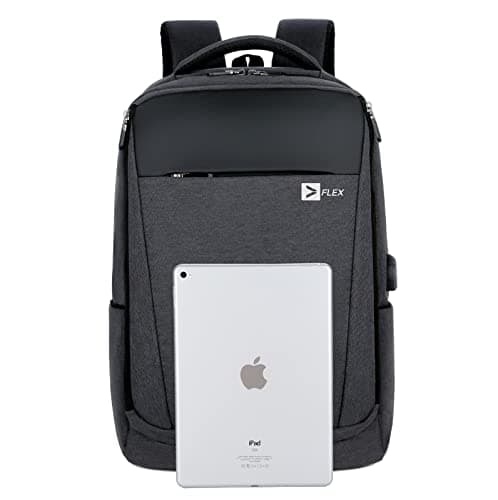 Flex Waterproof Laptop Backpack Business Bag Stylish College Rucksack Fits 15.6 inch Laptop Multicompartment Bag for Men Women with USB portal and Trolley Sleeve Padded Shoulder Adjustable Belt Black — view 3