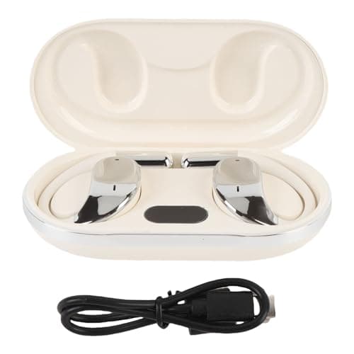 Hamwesh Translator Earbuds, AI Real Time Two Way Language Translation with Comfort Ear Hook Design 8 Hours Battery Life Bluetooth 5.4 Stable Connection, Language Translator Device for (Beige)