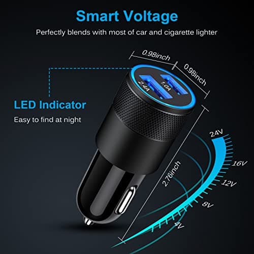 Car Charger Adapter, AILKIN 3.4A Dual Port Cigarette Lighter USB Charger — view 6