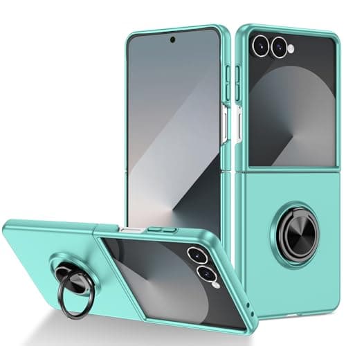 Knoowcase for Samsung Galaxy Z Flip 8 Case with Stand Shockproof Rotating Ring Holder Protective Cover Anti-Scratch Hard PC Shell compatible with Car Mount for Samsung Z Flip 8, Light Blue