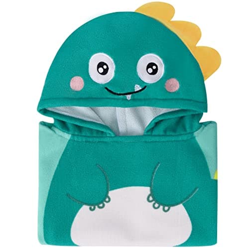 Bebamour Baby Hooded Towel, Wearable Bath Towel for Boys & Girls, Soft Absorbent Toddler Bathrobe Poncho with Hood, Quick Dry Baby Towel for Newborns & Children 0-6 Years, 60 x 65 cm, Dino — view 4