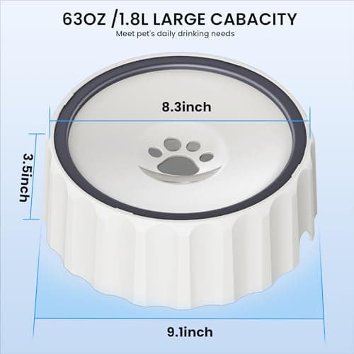 Non Spill Dog Water Bowl, Slow Drink No Slip Splash-Free Pet Water Bowl with Large Capacity Vehicle Carried Pet Water Water Bowl for Dogs and Cats Puppy, 2L/70oz — view 2