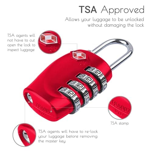 CFMOUR Suitcase Locks, TSA Approved Luggage Locks, 4-dial, Red, 2 Pcs — view 3