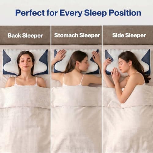 Lavio Cervical Neck Pillow Memory Foam Orthopedic Ergonomic Support Blue — view 3