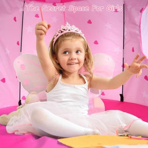 HOTUT Kids Pop Up Play Tent, Kids Play Tent with Multi-Coloured Star Lights, Sensory Tents for Children, Foldable Pop Up Playhouse Fun Toy, Playhouse for Kid Childs Princess Toy Gifts for Girls & Boys — view 4