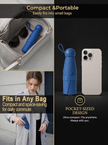 Mini Travel Umbrella for Sun Protection, SPF 50+ Compact UV Umbrella — view 6