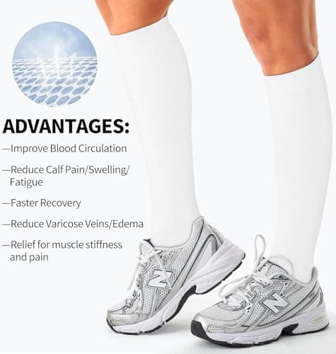 Gcbiger Compression Socks for Men & Women 4 Pairs Circulation 15-20 mmHg-Best support for Athletic, Nurse, Medical, Running (4Pack Black/Grey/White/Pink, L-XL) — view 6