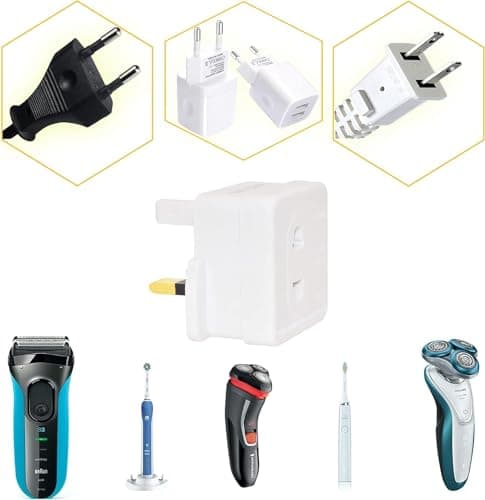 UK Electric Shaver Toothbrush Adaptor Plug -2 pin to 3 Pin Plug Socket Converter Plug - Heavy Duty Bathroom Shaver Plug Adaptor — view 6