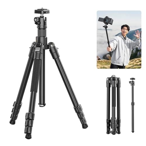 ULANZI TT53 71inch Camera Tripod, Travel Tripods for Camera with 360° Panoramic Ball Head and Uka Quick Release Plate, Lightweight Tripod with Removable Center Column for All DSLR, Loading Up to 18lbs