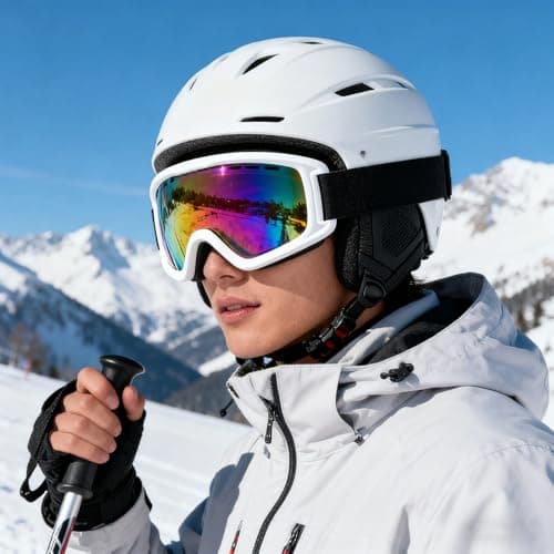 KASESSS Ski Goggles for Men, Anti-Fog Ski Goggles Womens, Skiing Goggles Adjustable, Ski Glasses UV Protection, Ski Googles Over Glasses, Snow Goggles for Adult Youth Winter Snow Sports (White) — view 5