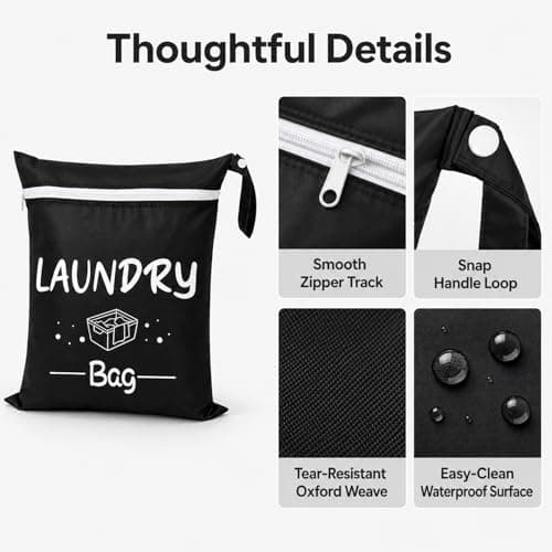 2 Pack Waterproof Oxford Laundry Bags Zipper Closure for Travel Gym Swim — view 4
