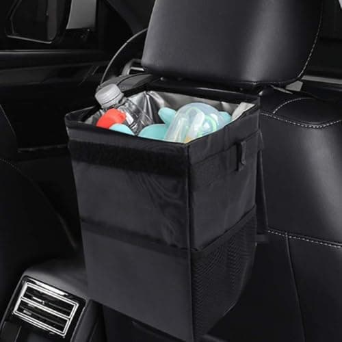 PACKOVE Car Trash Can Organizer Black Folding Oxford Cloth for Cars — view 6