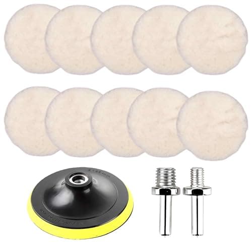 13 PCS Car Polishing Pads for Drill, 100mm Wool Buffing Pads Kit with Backing Plate M14 Drill Adapter for Car Detailing Waxing Buffing Furniture Polishing Kit
