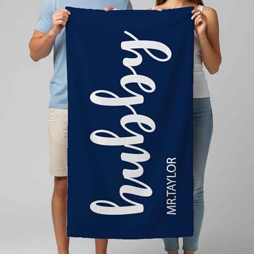 Print Maniacs Personalised Honeymoon Beach Towel Hubby and Wifey Custom Name Microfibre Towel Large Quick Dry Lightweight Travel Towel Holiday Pool Gym Spa Gift — view 6