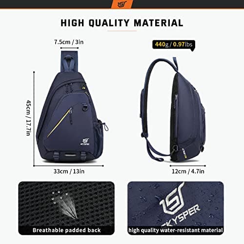 SKYSPER Sling Laptop Bag (Up to 13 Inch) - 18L Crossbody Sling Backpack Travel Shoulder Bag Hiking Daypack for Men Women(Navyblue) — view 4