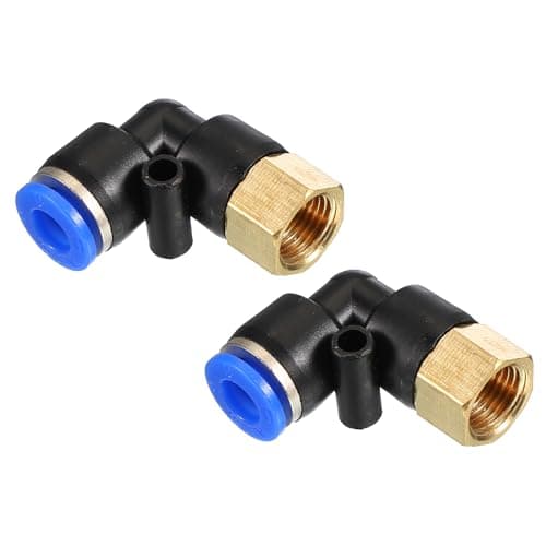 PATIKIL 1/8" Push to Connect Fitting, 2 Pack PT Female Thread 90 Degree Connect 6mm Tubing Elbow and Straight Combination Air Tube Fitting Pneumatic Quick Connect Adapter, Blue