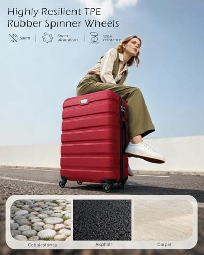 COOLIFE 3 Piece Luggage Set for Family,ABS+PC, Lightweight Durable Suitcase — view 3