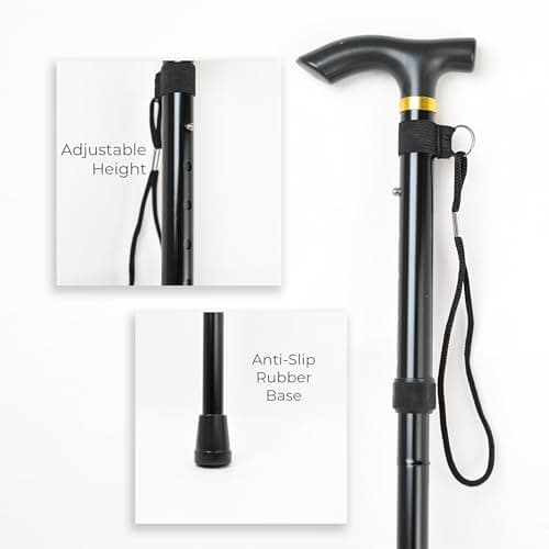DIVCHI Folding Walking Sticks, Adjustable Height And Portable Collapsible Balancing Ladies Walking Aid, Travel Walking Cane for Women & Men Elderly Adults & Disabled (Walking Stick Black) — view 4