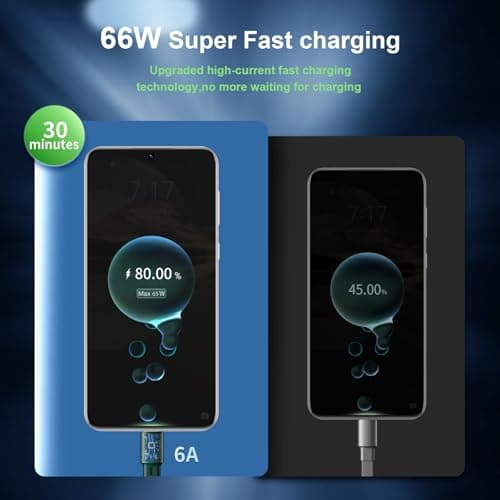 66W Multi Charger Cable 3 in 1 Fast Charging, 6A Retractable Charging Cable with Micro USB Type C Phone Port for 16 Pro, 16 Plus, MacBook, Pad, Galaxy, Green — view 5