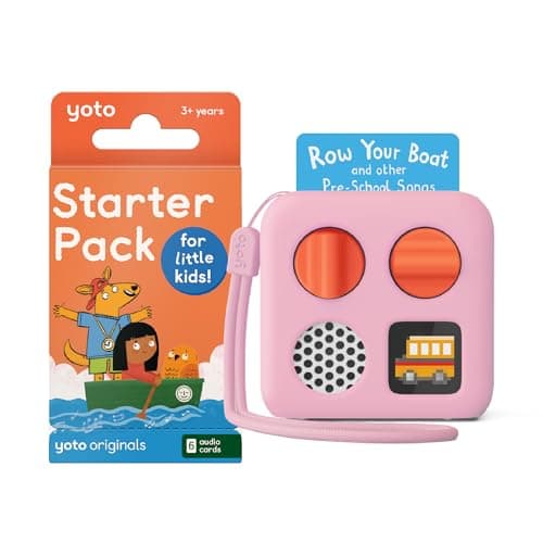 YOTO Mini Bundle + Starter Pack Little Kids + Adventure Jacket in Think Pink - All-in-1 Travel Device for Stories Music Podcast Radio White Noise Ok-to-Wake Alarm Clock