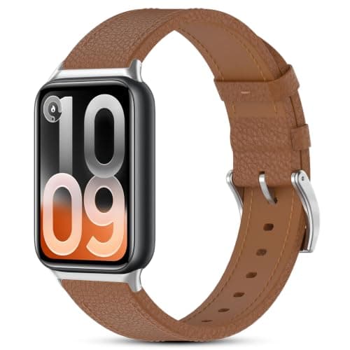 BDIG Leather Strap Compatible with Xiaomi Smart Band 10 Pro/9 Pro/8 Pro & for Xiaomi Redmi Watch 6/5/4, Genuine Leather Strap, Black Replacement Strap for Men and Women with Stainless Steel Clasp