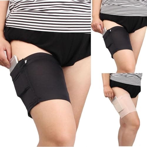 Thigh Sock Strap - 68cm Thicken Garter | Spandex Non-Slip Concealed, Hidden Thigh Wallet With Pockets For Phone Cash And Cards Breathable Security Purse For Travel Weddings And Party
