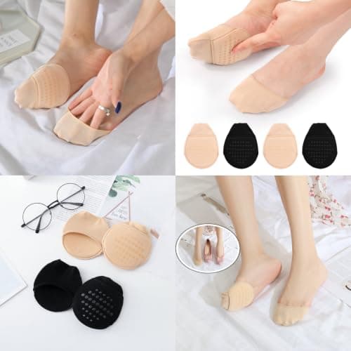 Livzikaroa 4 Pairs Toe Protectors for Shoes Half Sock Toe Covers Forefoot Cushion Socks in 2 Colours for Heels Flats Slip Ons and Everyday Footwear — view 6
