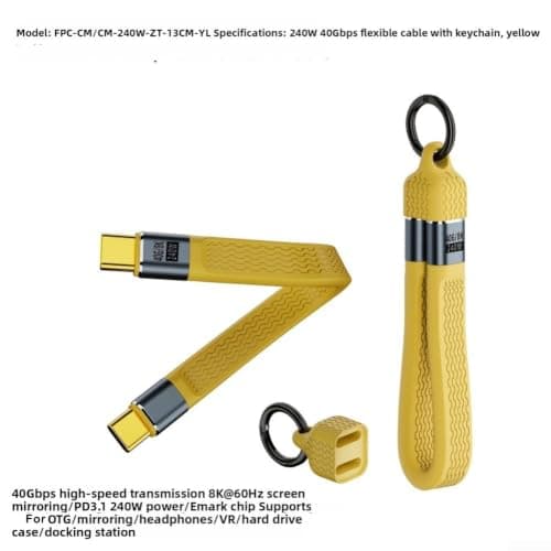 Compact USB C Charging Cable for Travel Portable(Yellow) — view 4