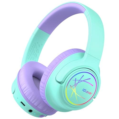 iClever BTH18 Kids Headphones Wireless with LED Lights 43H Playtime Travel