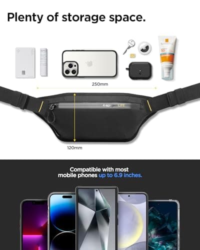 Spigen Life Klasden Waist Bag KD411 Belt Bag for Men and Women Belt Bag for Travel, Sports and Outdoor Activities - Black — view 6
