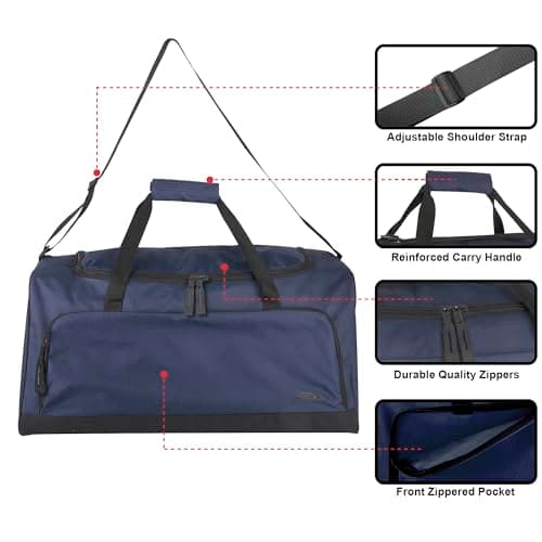Trailmaker 55 Litre Canvas Duffle Bags for Men & Women for Traveling, the Gym, and as Sports Equipment Bag/Organizer (Navy Blue) — view 2