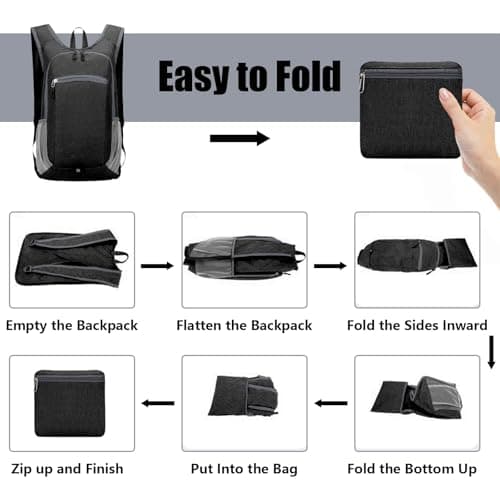 15L Packable Backpack Small Rucksack, Men Women Hiking Daypack with Whistle — view 4