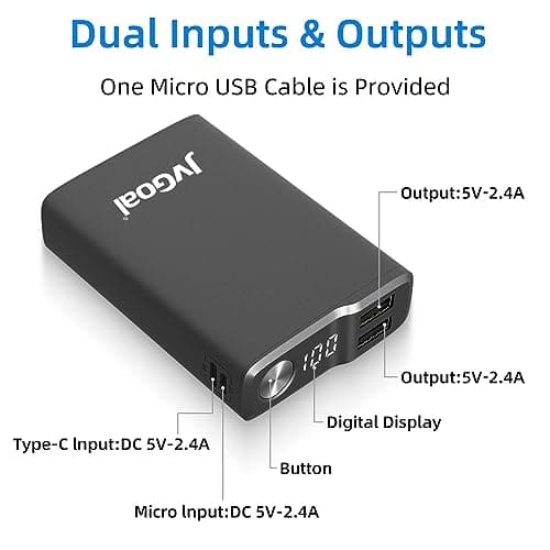 JVGoal Small Power Banks 12000mAh Portable Charger Mini External Battery Pack with LCD Digital Display 2 USB Ports Phone Charger for iPhone, Smartphone, Huawei, Samsung Galaxy Heated Vests and More — view 6