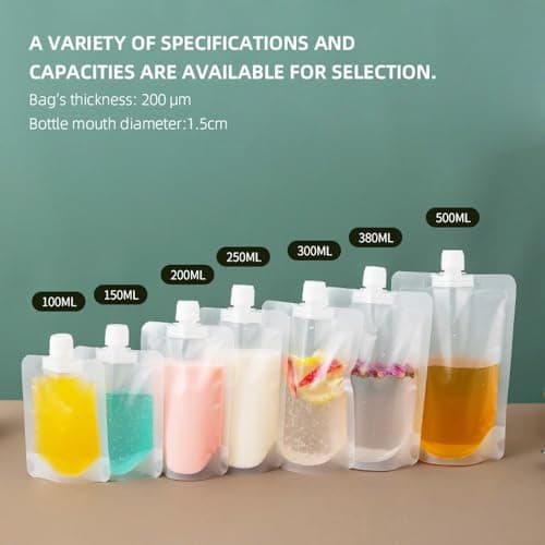 20pcs Reusable Clear Drink Pouches Festival Essentials, Cruise Travel Kit, Hot & Cold Beverage Container for Party Christmas (150ml) — view 6