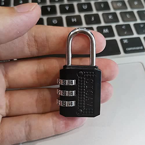 SISAV 3 Digit Combination Lock,Gym Padlock,Outdoor Padlock,Suitable for School Lockers,Tool Boxes,Travel Backpack,Hasp(Black 5pack) — view 4