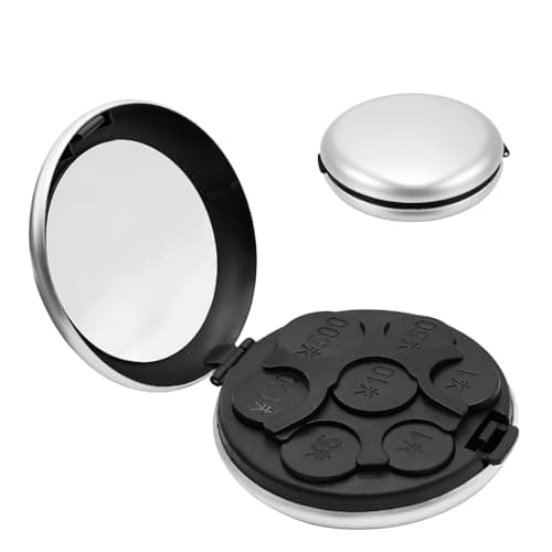 Portable 7-Slot Yen Coin Holder with Mirror, Compact Change Organizer for Car Travel and Daily Use, Silver Color for Stylish and Functional Use