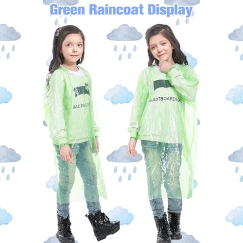 ZOCONE 8 Pack Multicolor Rain Poncho Kids Disposable Ponchos for Girls Boys, Waterproof Poncho Kids Plastic Rain Ponchos for Outdoors — view 5