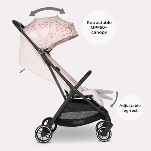My Babiie MBX6 Autofold Stroller – from Birth to 4 Years (22kg), Foldable & Compact, Lightweight, Travel Buggy for Toddlers, Pushchair Includes Rain Cover - Pink Leopard — view 6