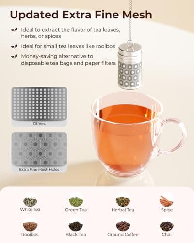 Reinmoson Stainless Steel Mini Tea Strainer for Loose Tea Infuser 1.2”x2.2” — view 2