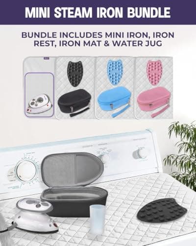 The Quilted Bear Premium Mini Iron and Portable Ironing Mat Bundle, Black — view 5