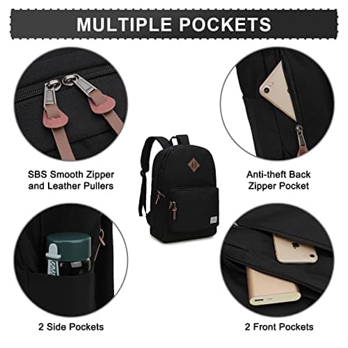 School Backpack Men Women,20L Black Rucksack School Bag for 15.6" Laptop — view 3