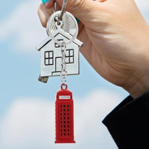 EXQUIMEUBLE 2pcs London Souvenirs Keyrings Featuring Metal Telephone Booth Keychains Made of Zinc Alloy, Compact and Lightweight Car Key Holders as Stylish Travel Souvenirs or Elegant Presents — view 6