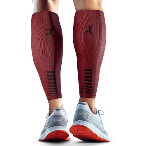Rymora Calf Compression Sleeves for Men & Women (Ideal for Sports, Running, Shin Splints & More) (One Pair) (Burgundy) (Medium) [M]