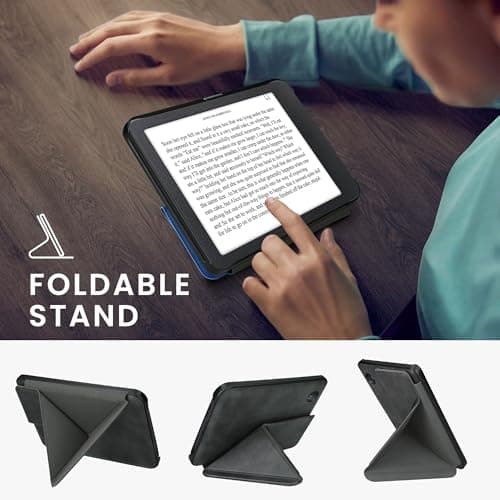kwmobile Cover for Kobo Clara BW/Colour Case - Slim PU Leather eReader Cover with Stand and auto sleep funktion - Anthracite — view 4