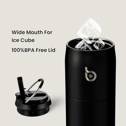 BOTTLE BOTTLE Stainless Steel Water Bottle with Straw and Lid, 32 oz Vacuum Insulated Water Bottle Stay Cold for 24 Hrs, Hot for 12 Hrs, Leak-Proof Wide Mouth Water Bottles for Men, black — view 4