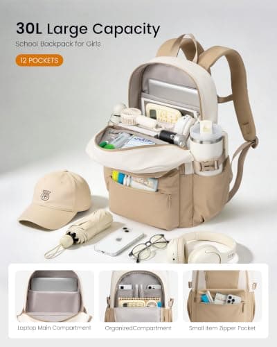 LOVEVOOK 15.6 Inch Laptop Backpack for Women, Waterproof School Work Bag — view 3